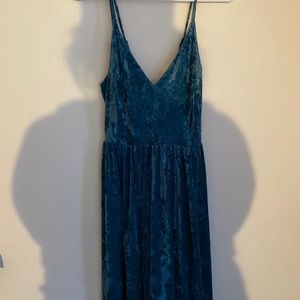 Teal velvet dress